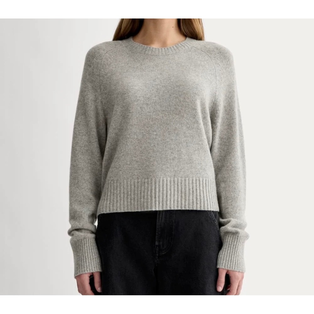NWOT Everlane Womens The Boxy Crew Cashmere Sweater Small Gray Quiet Luxury